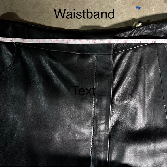 NWT All Saints Black Leather Midi Skirt w/ angular slit, pockets & front zipper - Picture 8 of 13